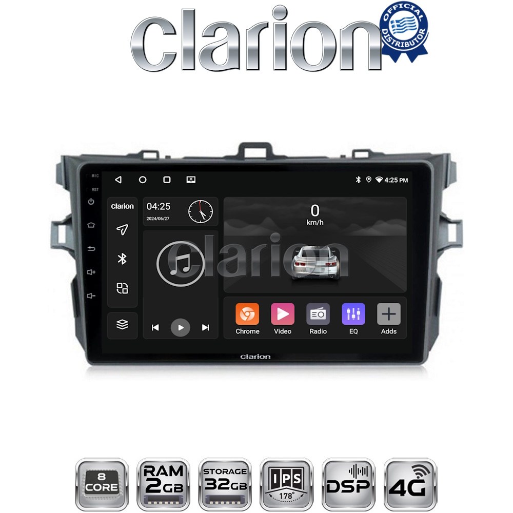 CLARION GL71063 Οθόνη OEM Multimedia Αυτοκινήτου για TOYOTA COROLLA 2006>2012 (CarPlay/AndroidAuto/BT/GPS/WIFI/GPRS)