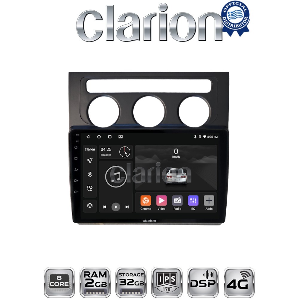 CLARION GL71511B Οθόνη OEM Multimedia Αυτοκινήτου για VW Touran 2003 > 2010 (CarPlay/AndroidAuto/BT/GPS/WIFI/GPRS)
