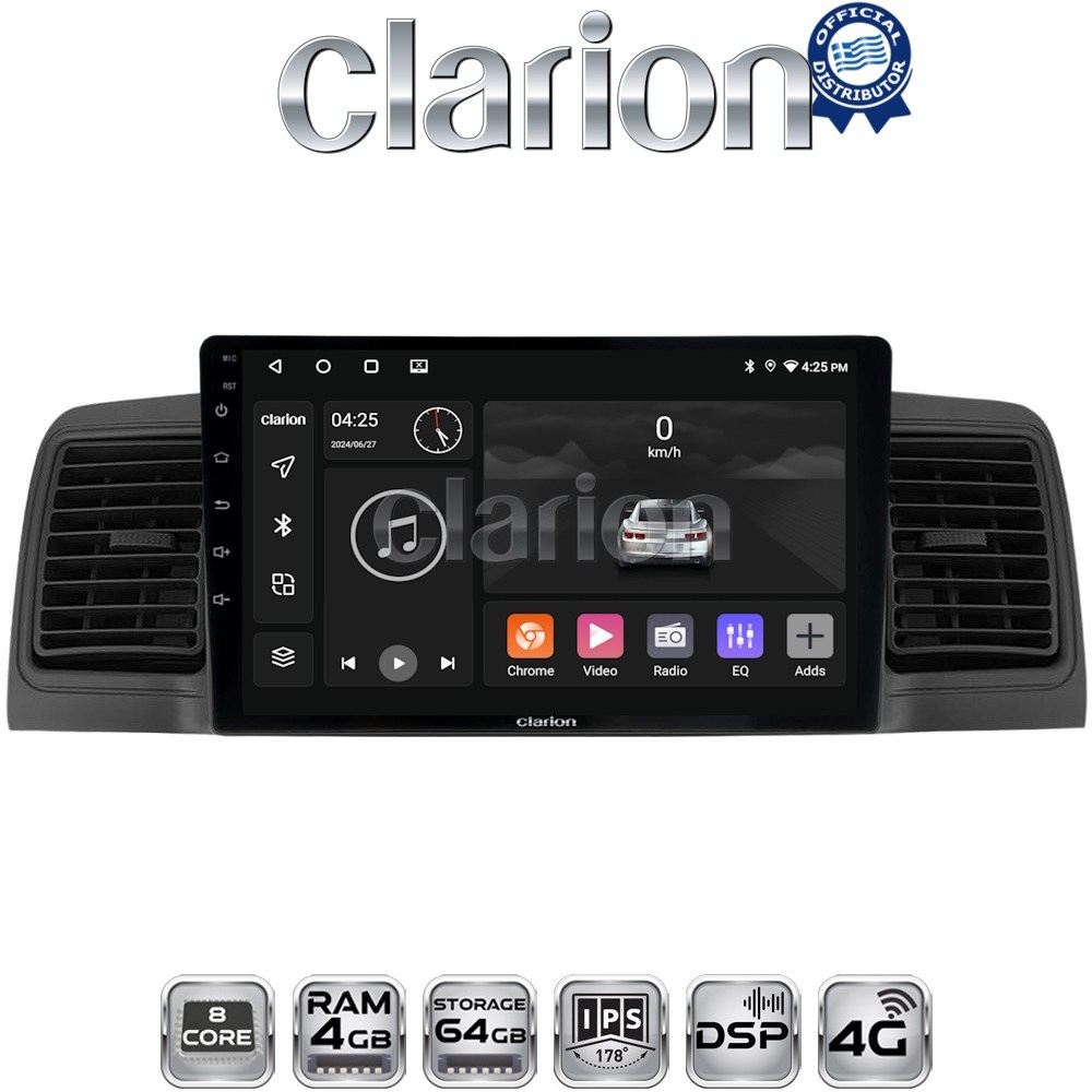 CLARION GL72010B Οθόνη OEM Multimedia Αυτοκινήτου για Toyota Corolla 2000 > 2007 (CarPlay/AndroidAuto/BT/GPS/WIFI/GPRS)