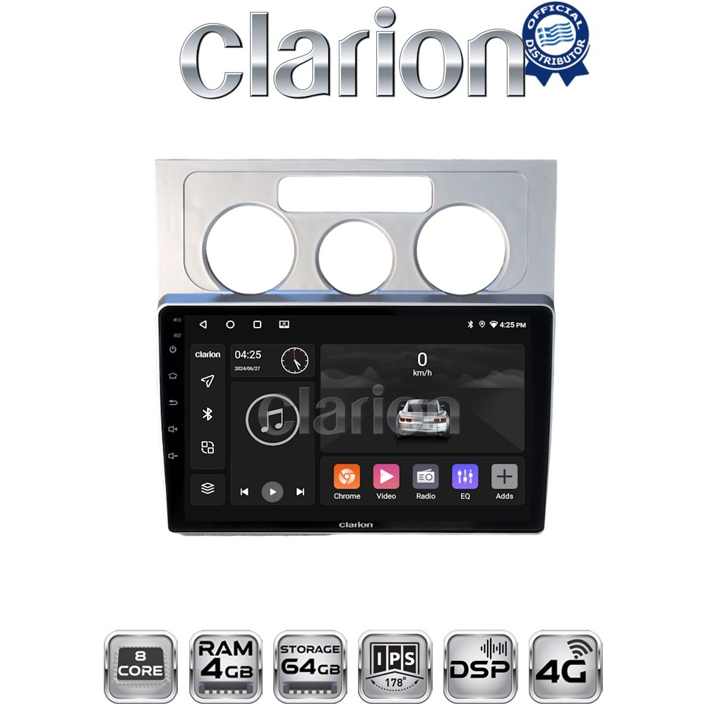 CLARION GL72512 Οθόνη OEM Multimedia Αυτοκινήτου για VW Touran 2003 > 2010 (CarPlay/AndroidAuto/BT/GPS/WIFI/GPRS)