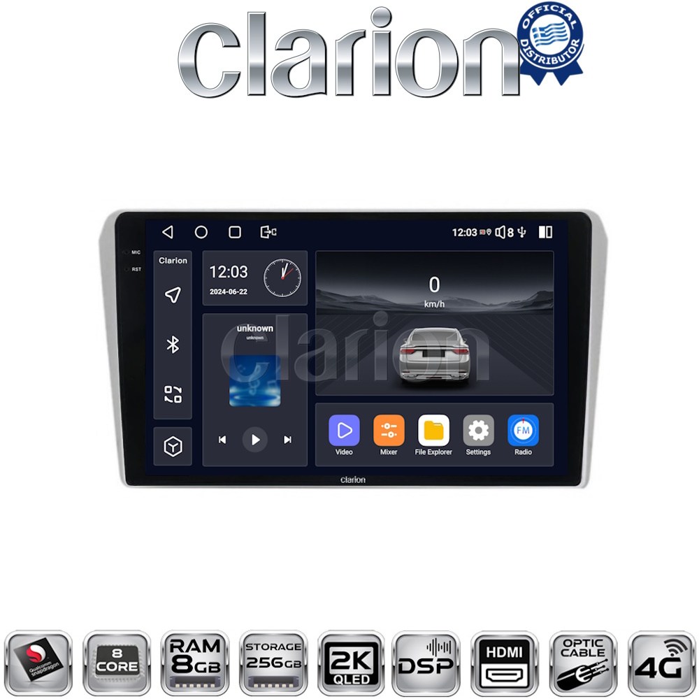 CLARION GL75025 Οθόνη OEM Multimedia Αυτοκινήτου για Toyota Avensis 2003>2008 (CarPlay/AndroidAuto/BT/GPS/WIFI/GPRS)