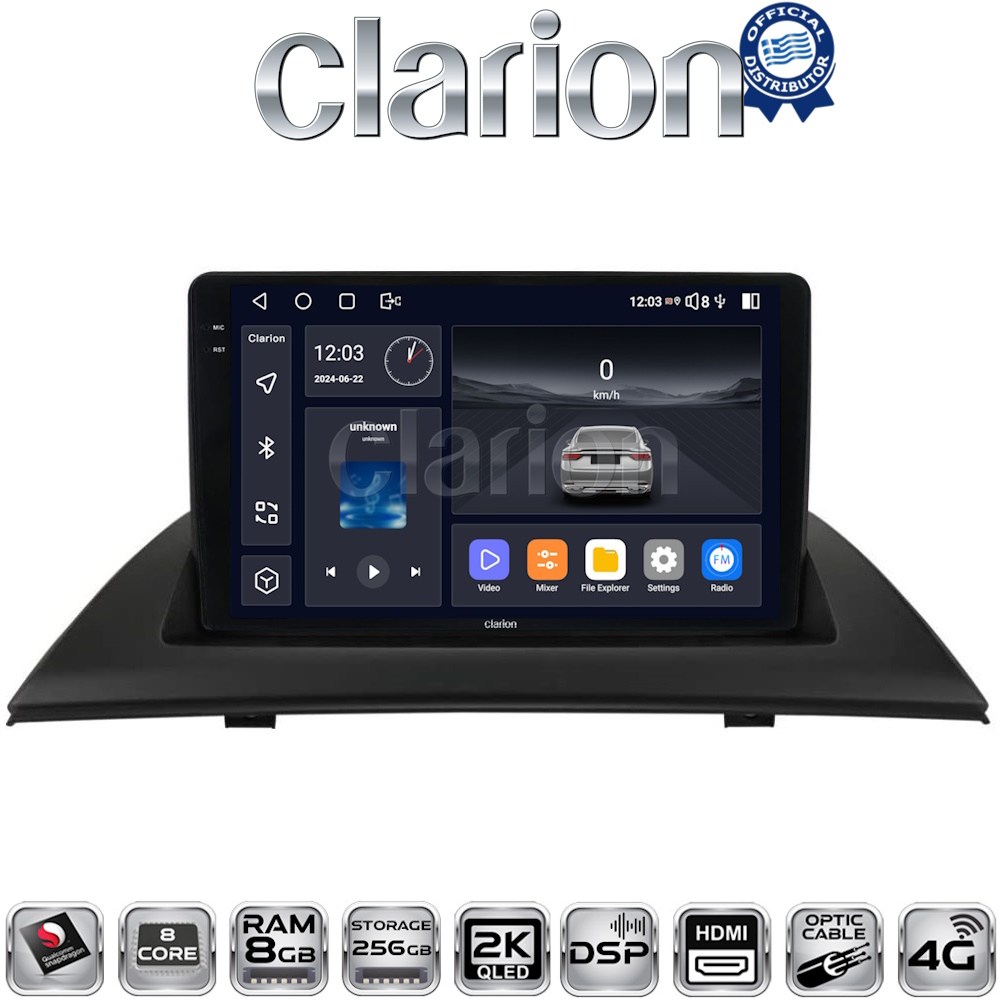 CLARION GL75103 Οθόνη OEM Multimedia Αυτοκινήτου για BMW X3 2003 > 2010 (CarPlay/AndroidAuto/BT/GPS/WIFI/GPRS)