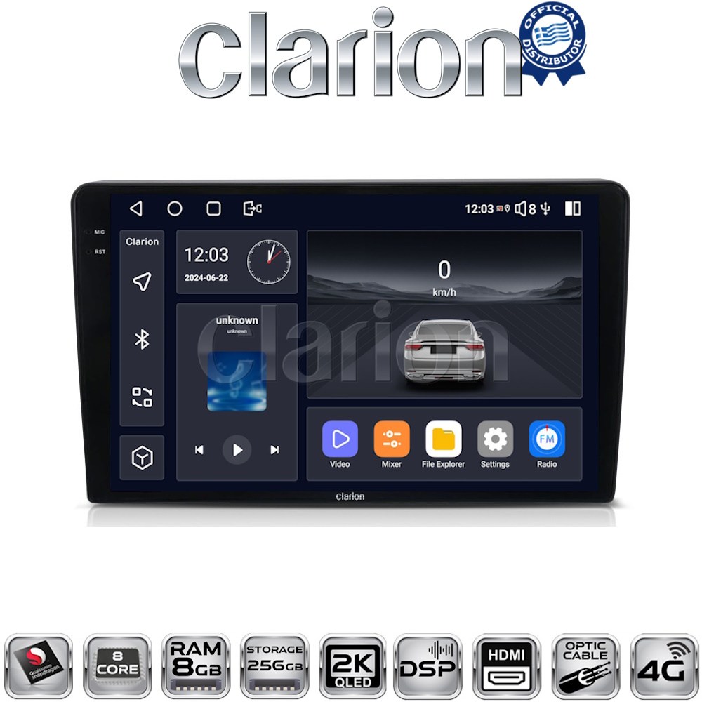 CLARION GL75331 Οθόνη OEM Multimedia Αυτοκινήτου για CITROEN BERLINGO - PEUGEOT PARTNER 2008>2018 (CarPlay/AndroidAuto/BT/GPS/WIFI/GPRS)