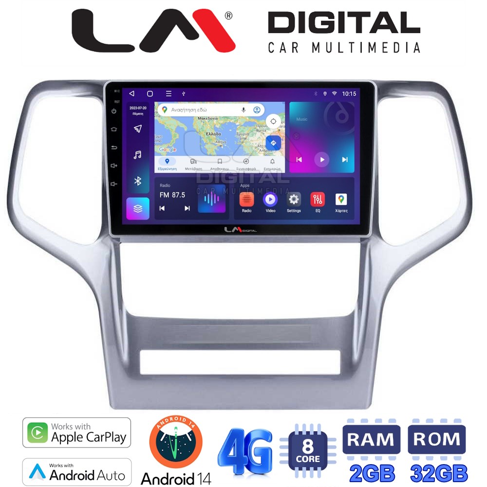 LM Digital - LM ZR8234 GPS Οθόνη OEM Multimedia Αυτοκινήτου για Jeep Gran Cherokee 2011 > 2013 (CarPlay/AndroidAuto/BT/GPS/WIFI/GPRS)
