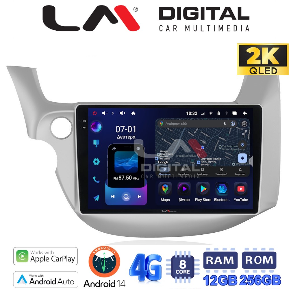 LM ZS8549 GPS Οθόνη OEM Multimedia Αυτοκινήτου για HONDA JAZZ 2008>2013 (CarPlay/AndroidAuto/BT/GPS/WIFI/GPRS)