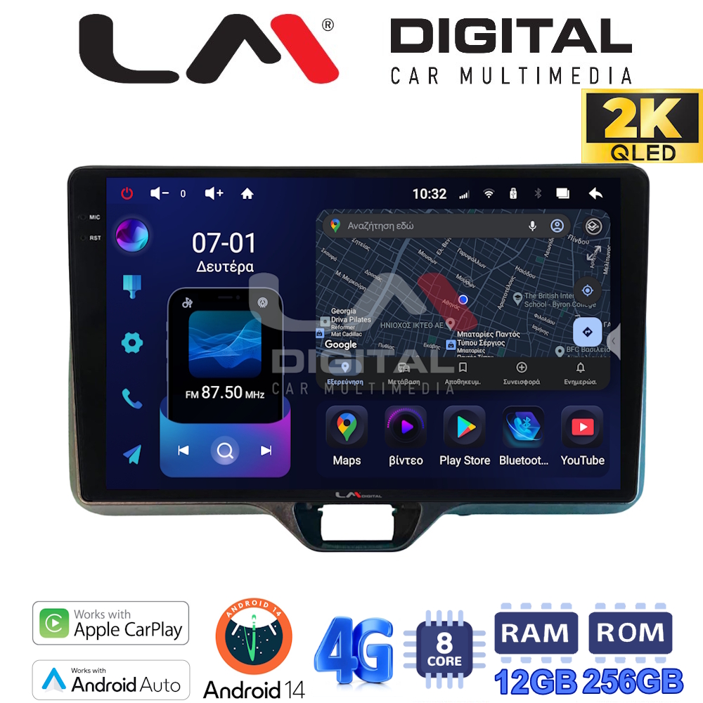 LM ZS8554 GPS Οθόνη OEM Multimedia Αυτοκινήτου για TOYOTA YARIS 2020> (CarPlay/AndroidAuto/BT/GPS/WIFI/GPRS)